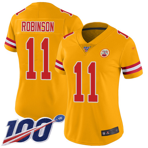 Women Kansas City Chiefs #11 Robinson Demarcus Limited Gold Inverted Legend 100th Season Football Nike NFL Jersey